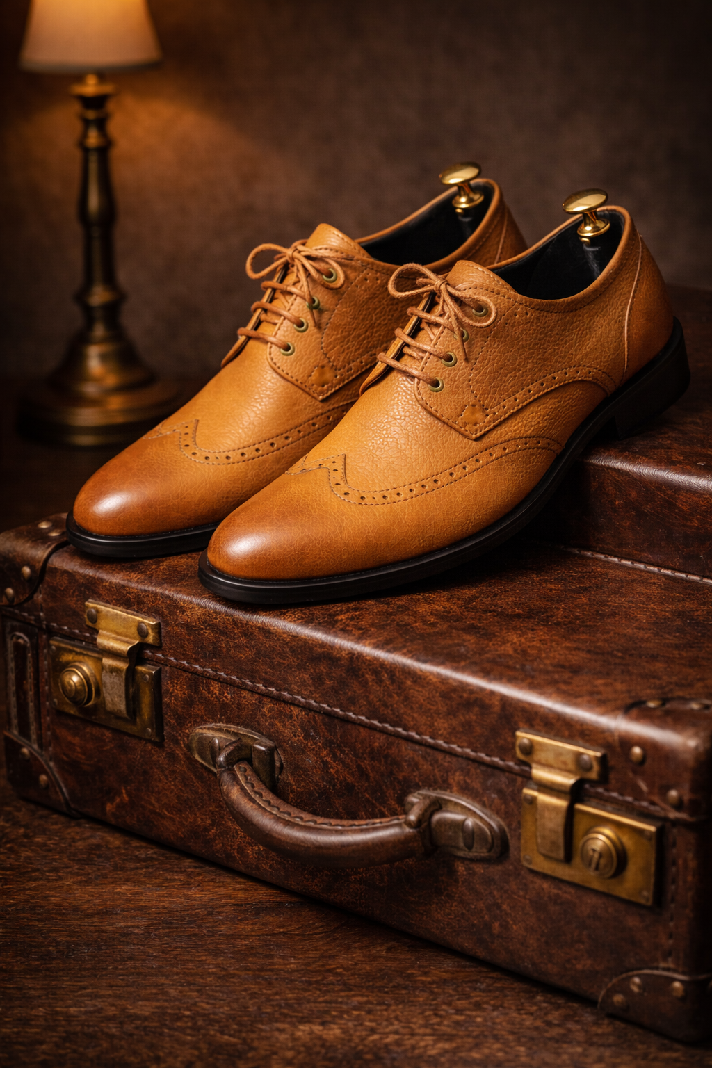 MKauR Premium Hand MadeTan Brogue Leather Shoes for Men | Formal & Party Wear