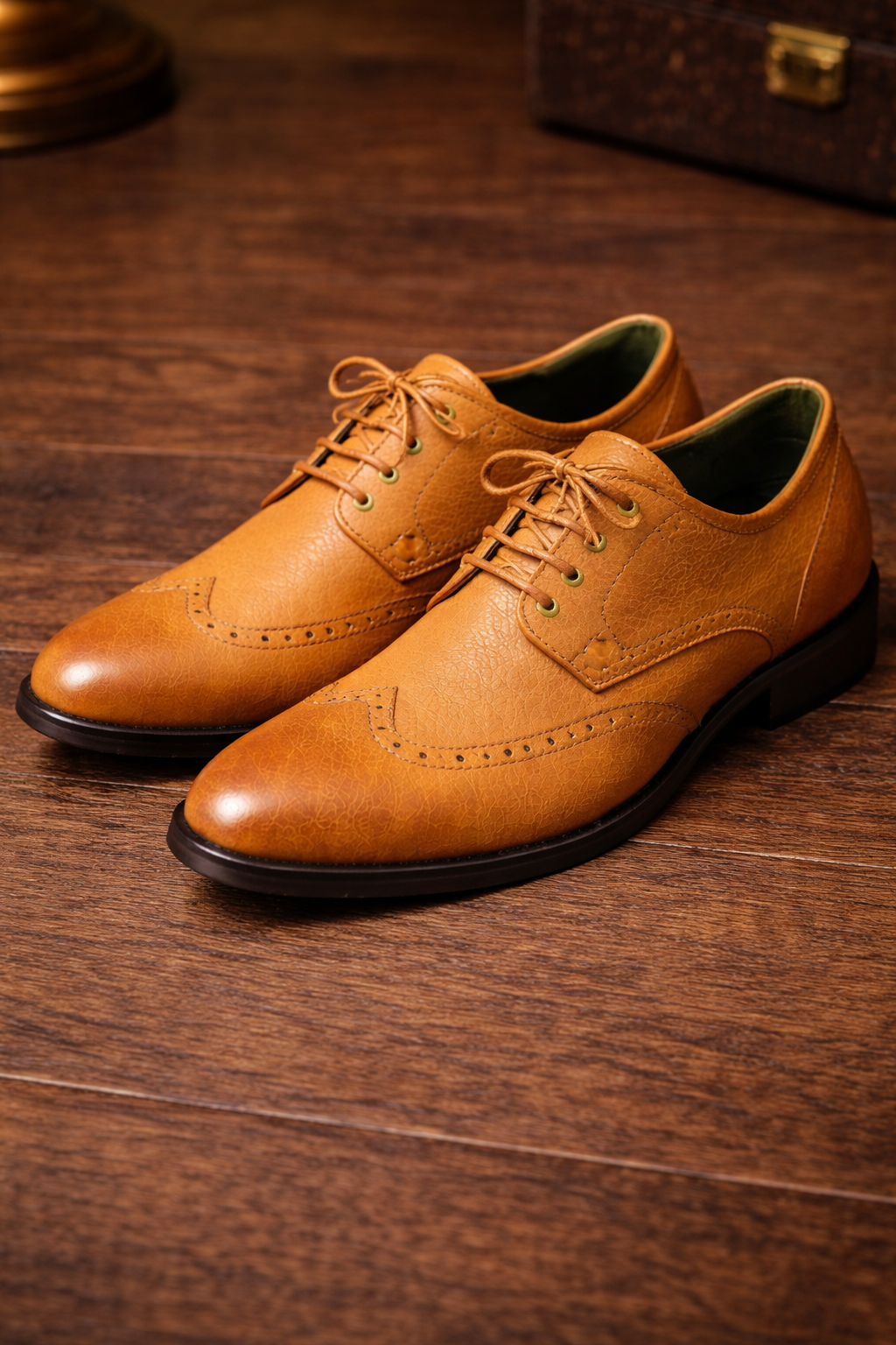 MKauR Premium Hand MadeTan Brogue Leather Shoes for Men | Formal & Party Wear