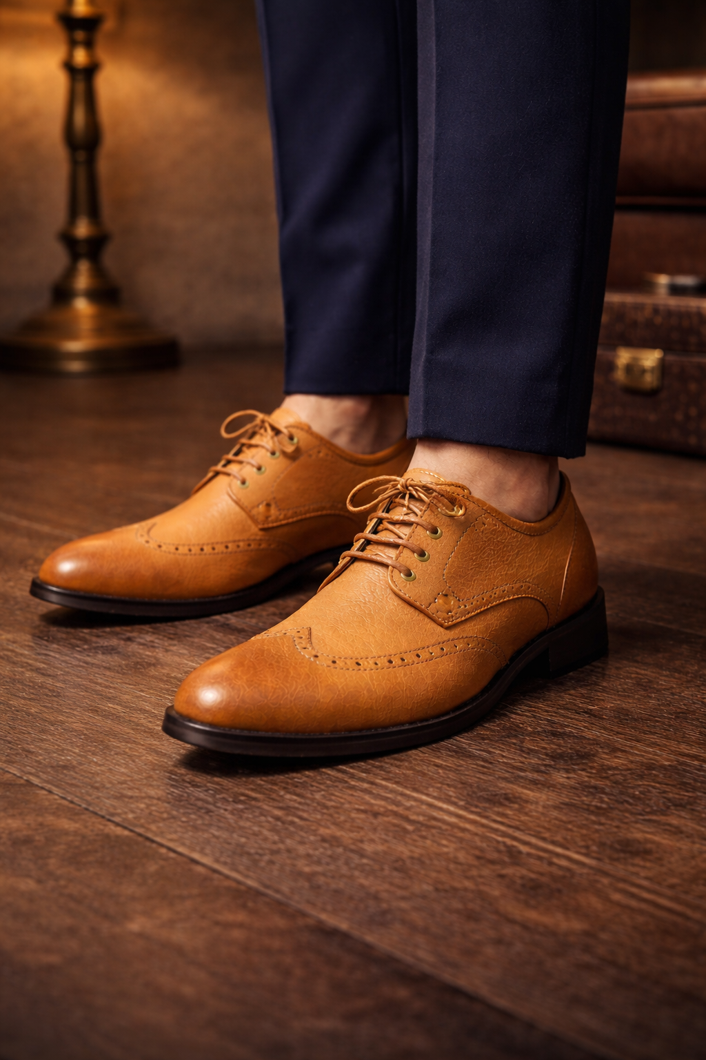 MKauR Premium Hand MadeTan Brogue Leather Shoes for Men | Formal & Party Wear