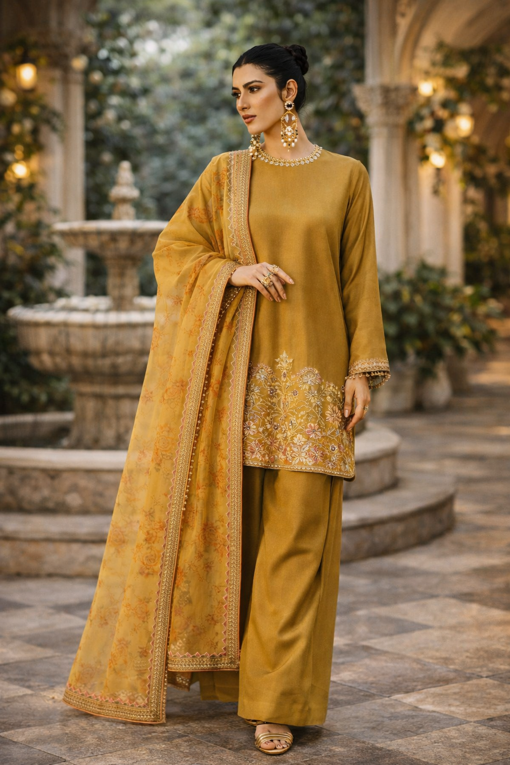 Elegant Mustard Gold Designer Suit