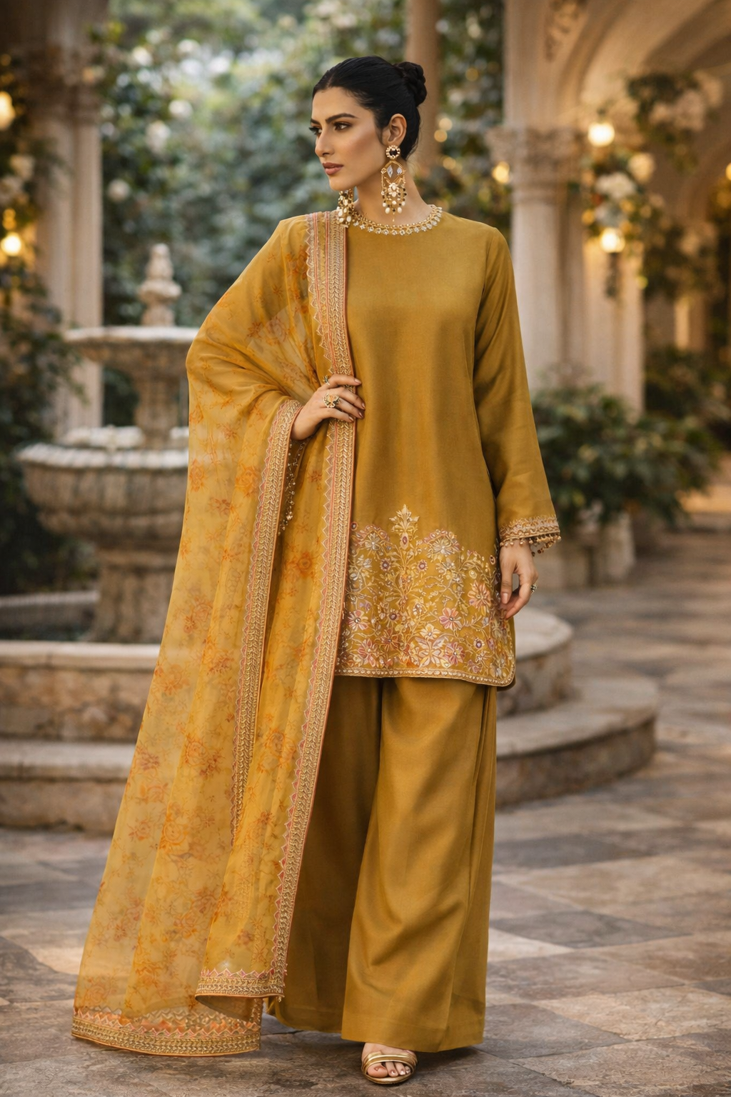 Elegant Mustard Gold Designer Suit