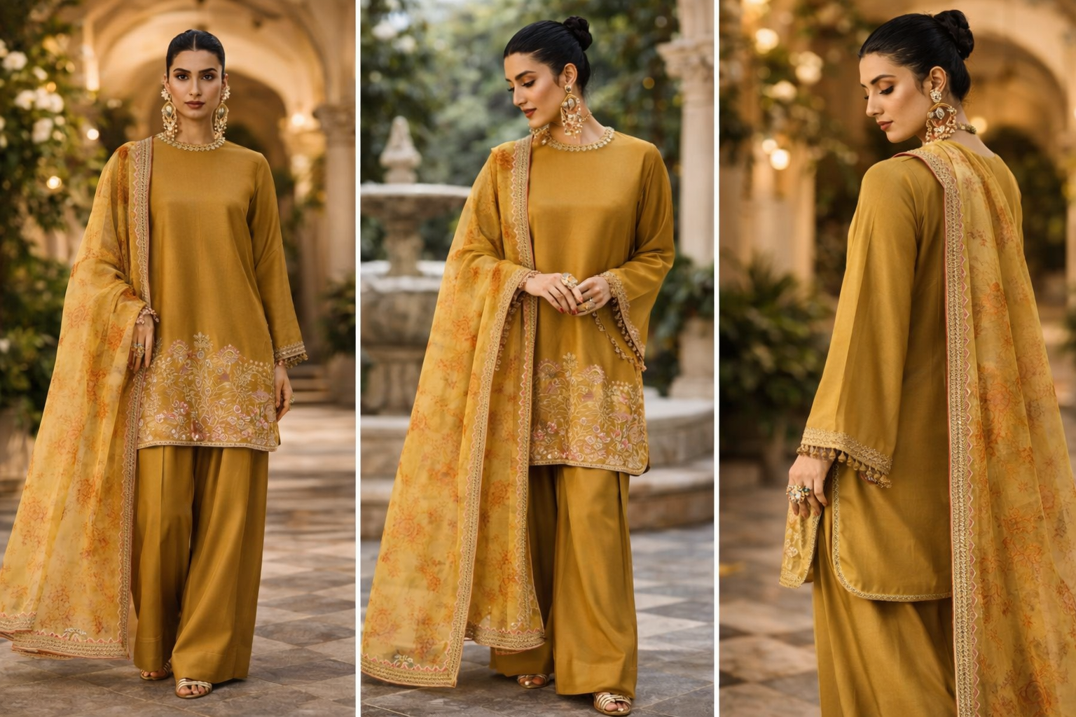 Elegant Mustard Gold Designer Suit