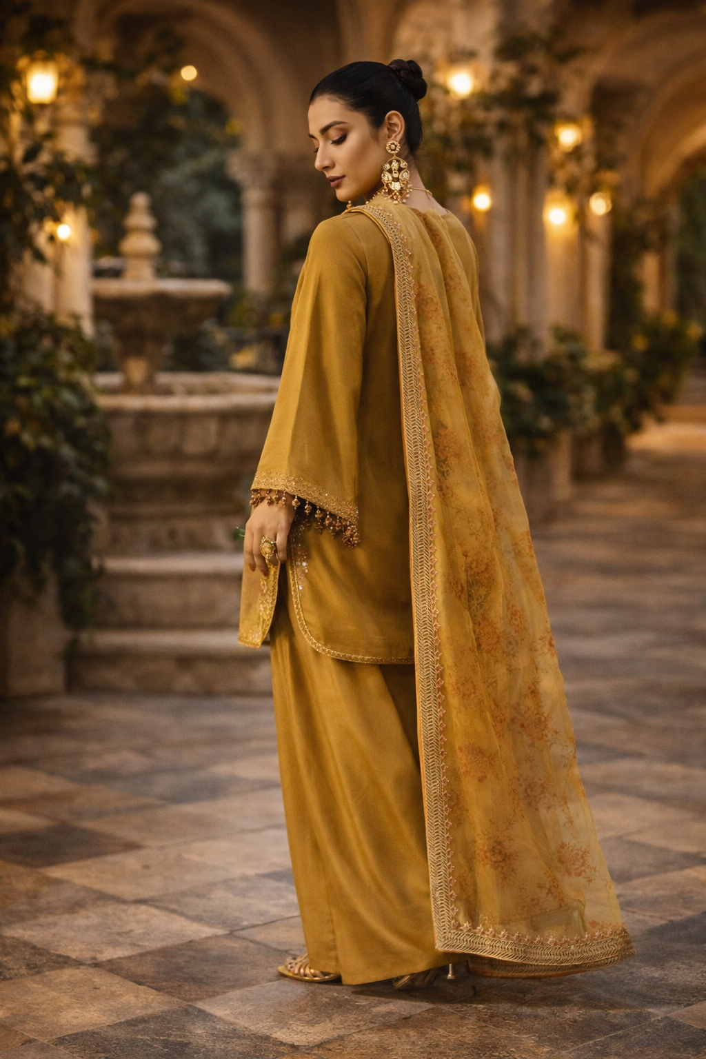 Elegant Mustard Gold Designer Suit