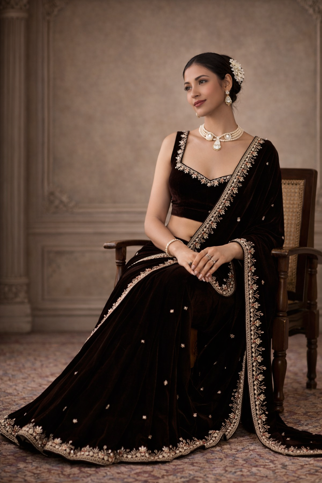 Premium Velvet Wedding Saree