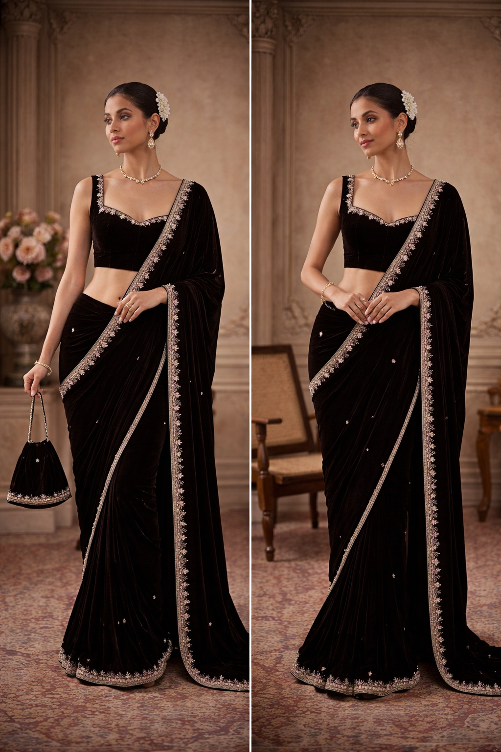 Premium Velvet Wedding Saree