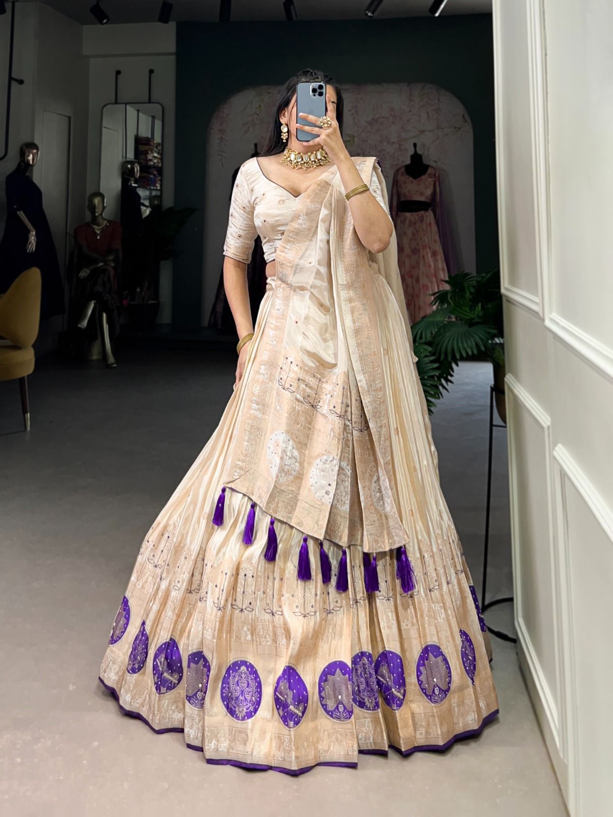 MKauR Wedding Collection 2025 – Pure Shimmer Lehenga With Mirror & Moti Handwork