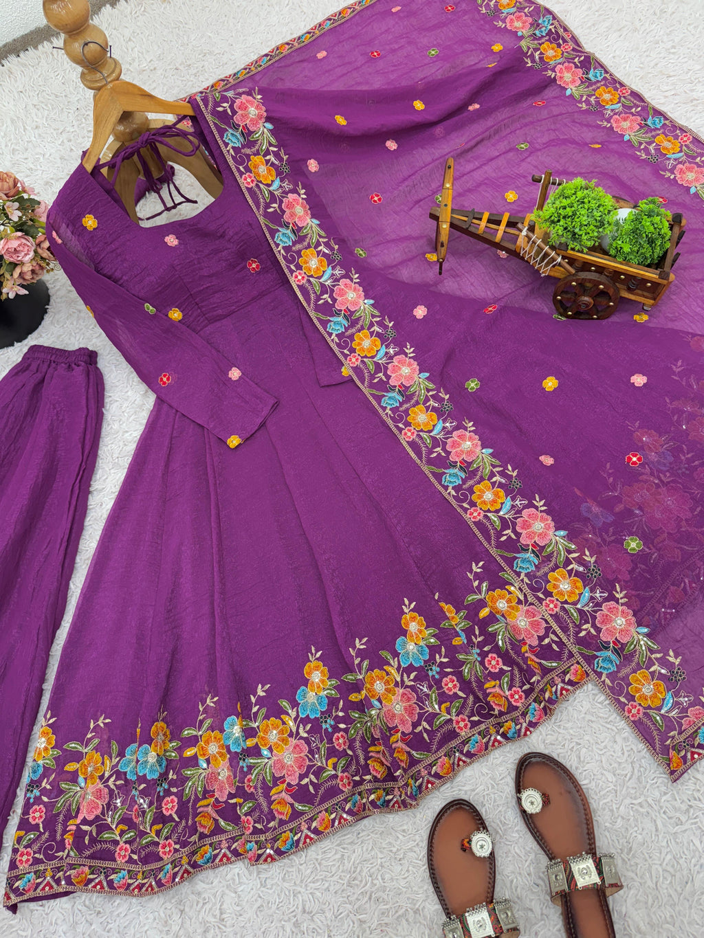 MKauR Party Wear Embroidered Top–Sharara With Dupatta