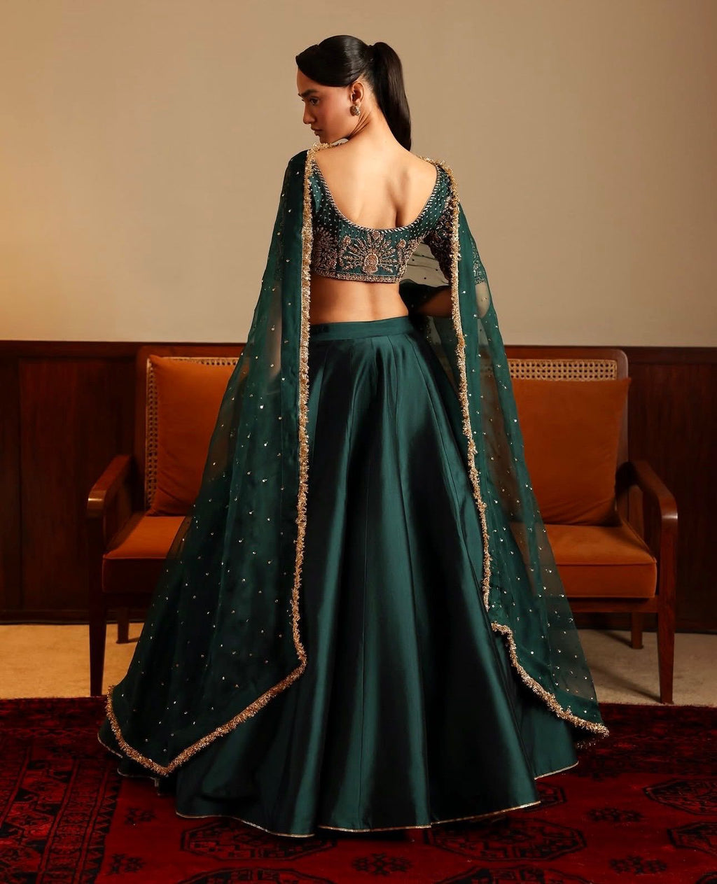 Elegant Malai Satin Lehenga Set with Sequin Blouse & Net Dupatta