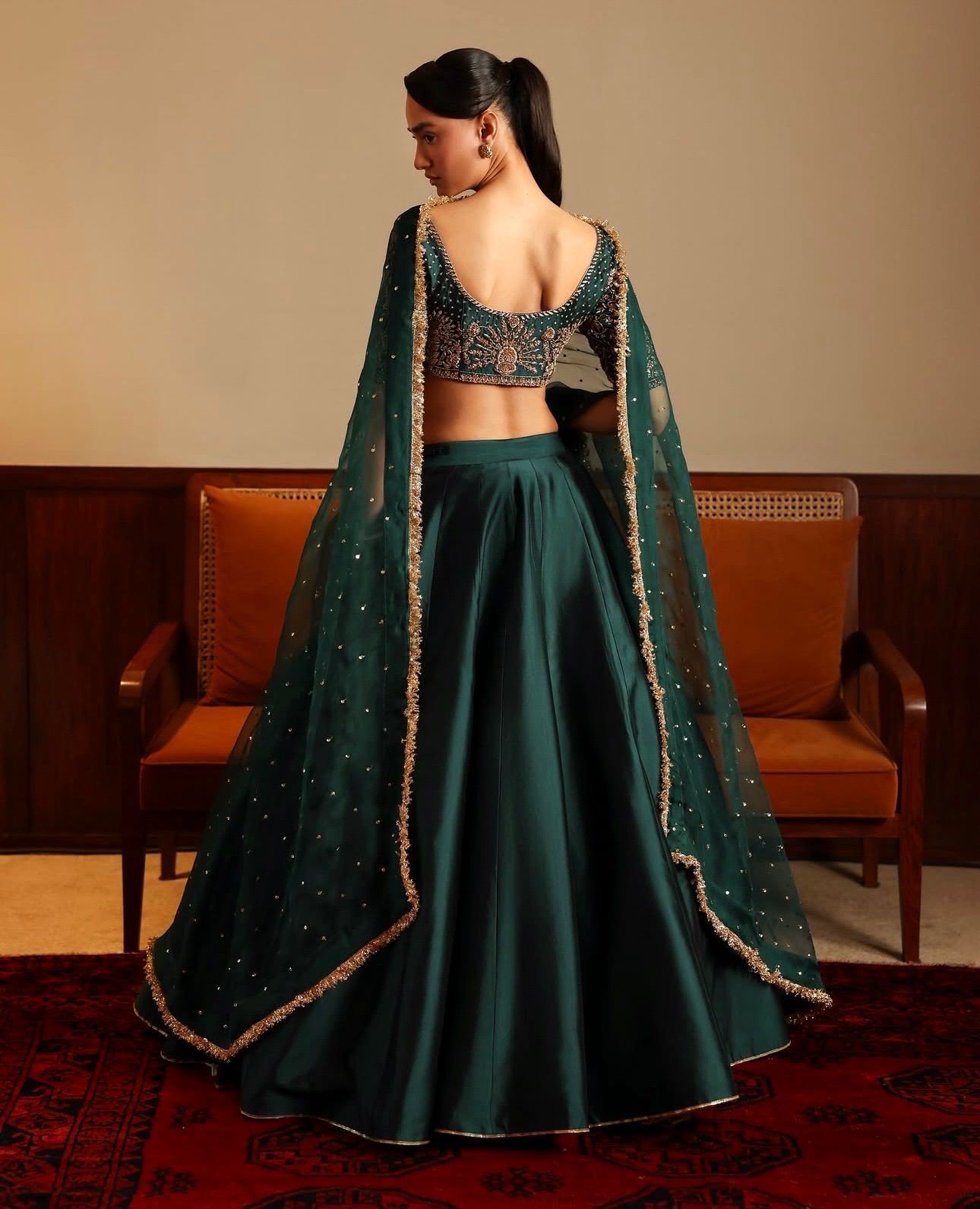 Elegant Malai Satin Lehenga Set with Sequin Blouse & Net Dupatta