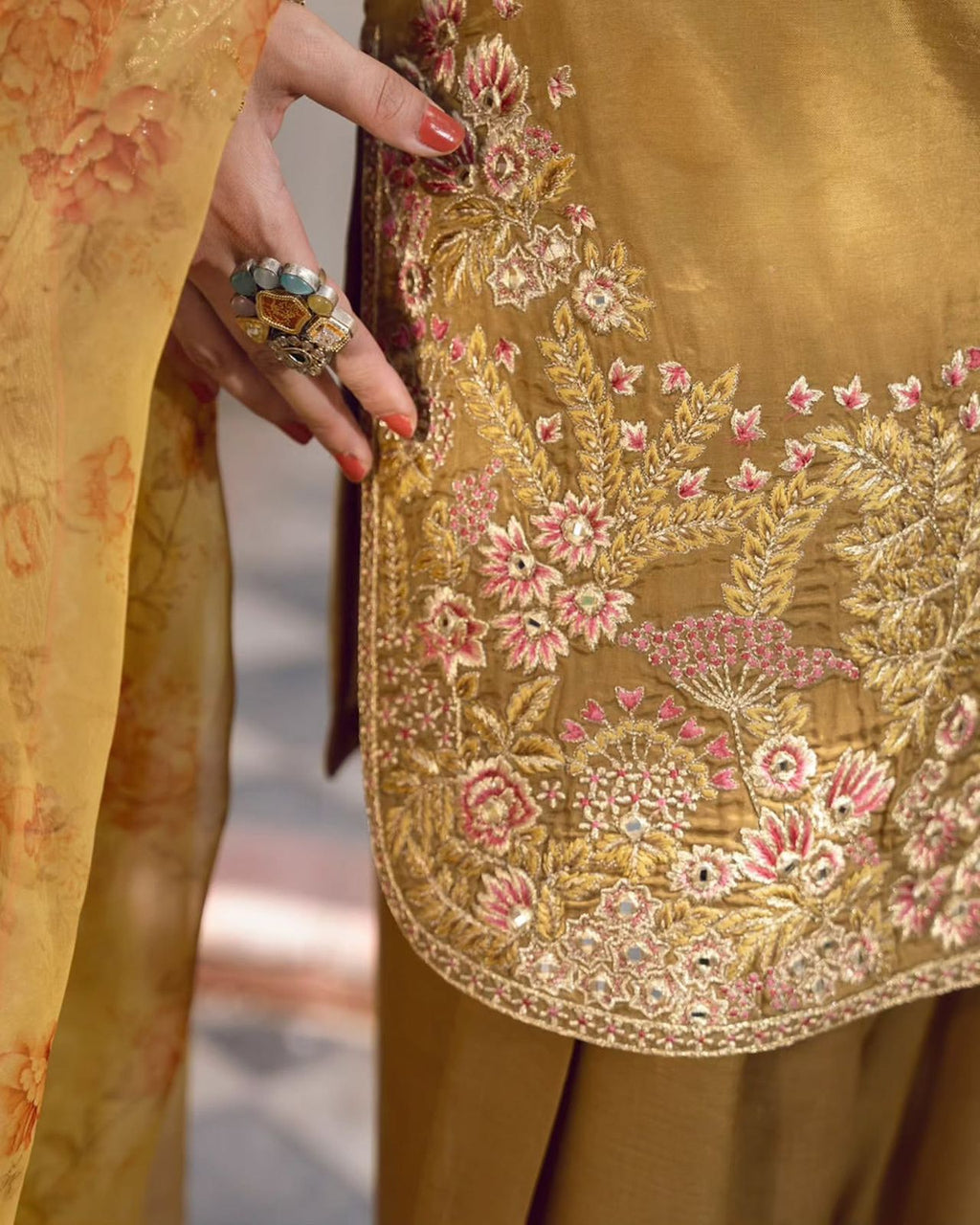 Elegant Mustard Gold Designer Suit
